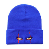 Unisex Spring Outdoor Beanie for Child Knitted Funny Caps Pennywise Scary Eyes Hood Kids Hat Casual Bob Outside Skulls Hats Men