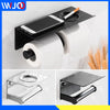 Toilet Paper Holder Black with Shelf Aluminum Bathroom Paper Towel Holder Wall Mounted Metal Roll Paper Holder Ashtray Cover