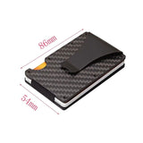Business Aluminum Wallet Automatic Slide Card Case Carbon Fiber PU Leather Metal ID Credit Card Holder Clip