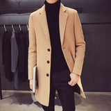 2021 Fashion Men Wool & Blends Mens Casual Business Trench Coat Mens Leisure Overcoat Male Punk Style Blends Dust Coats Jackets