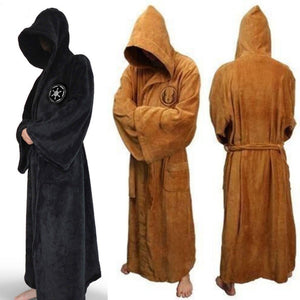 Male Flannel Robe Male With Hooded Thick Star Dressing Gown Jedi Empire Men's Bathrobe Winter Long Robe Mens Bath Robes Homewear