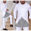H&D 2021 African Dashiki Clothes For Men No Cap Shirt Pants Set Embroidery Tops Trouser Suit Men's Traditional African Clothing