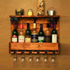 Vintage Oak Wooden Stand Wall Mounted 2/6Bottles Glasses Stand For Wine Whiskey Bourbon Furniture Decoration Home Drinks Cabinet