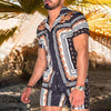 Fashion Hawaiian Print Short Sleeve Shirt Set Men's Beach Coconut Print Shorts Men's Daily Beach Shirt Set Two-piece M-3XL