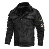Men 2021 Autumn Thick Warm Fleece Leather Jacket Coat Men Winter Outwear Casual Military Bomber Motor Biker Leather Jackets Men
