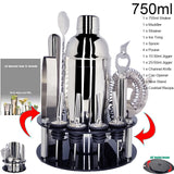 Bartender Kit:1-30-piece Cocktail Shaker Set with Stainless Steel Rotating Stand, Bar Tool for Gift, Experience for Drink Mixing