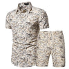 SHIYIKU 2021 Summer New Brand Men's Clothing Short-Sleeved Printed Shirts Shorts 2 Piece Fashion Male Casual Beach Wear Clothes