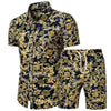 SHIYIKU 2021 Summer New Brand Men's Clothing Short-Sleeved Printed Shirts Shorts 2 Piece Fashion Male Casual Beach Wear Clothes