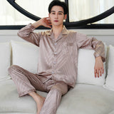 Mens Designer Pajamas for Men Nightwear Long Sleeve Sleep Tops Trousers Thin Ice Silk Pajamas Men Sleepwear Set Pijama Set