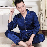 Mens Designer Pajamas for Men Nightwear Long Sleeve Sleep Tops Trousers Thin Ice Silk Pajamas Men Sleepwear Set Pijama Set