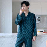 Mens Designer Pajamas for Men Nightwear Long Sleeve Sleep Tops Trousers Thin Ice Silk Pajamas Men Sleepwear Set Pijama Set