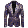 2021 Men's Golden Floral Blazers Business Casual Suit Wedding Dress Gold Blazer