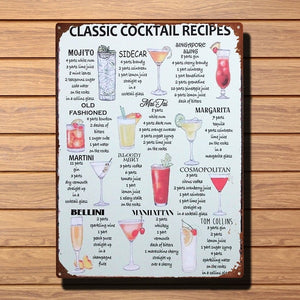 Tin Sign - Classic Cocktails