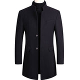 [Fur Optional] Fashion Men's Clothing Woolen Jacket Coats Wool & Blends Winter Coat Mid-Long Trench Classic Solid Thickening