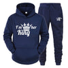 Lover Tracksuit Hoodies Printing QUEEN KING Couple Sweatshirt Plus Size Hooded Clothes Hoodies Women Two Piece Set