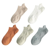 5 Pairs Man Cotton Short Socks Fashion Breathable Mesh Men Comfortable Solid Color Casual Ankle Sock Pack Male Street Fashions
