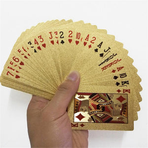 24K Gold Playing Cards Plastic Poker Game Deck Foil Pokers pack Magic Cards Waterproof Card Gift Collection Gambling Board Game
