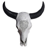 New Long Horn Cow Skull Head Wall Hanging Decoration 3D Animal Wildlife Resin Sculpture Figurines Crafts Horns For Home Ornament