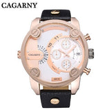 CAGARNY Large Face Wrist Watch w/ Leather Band